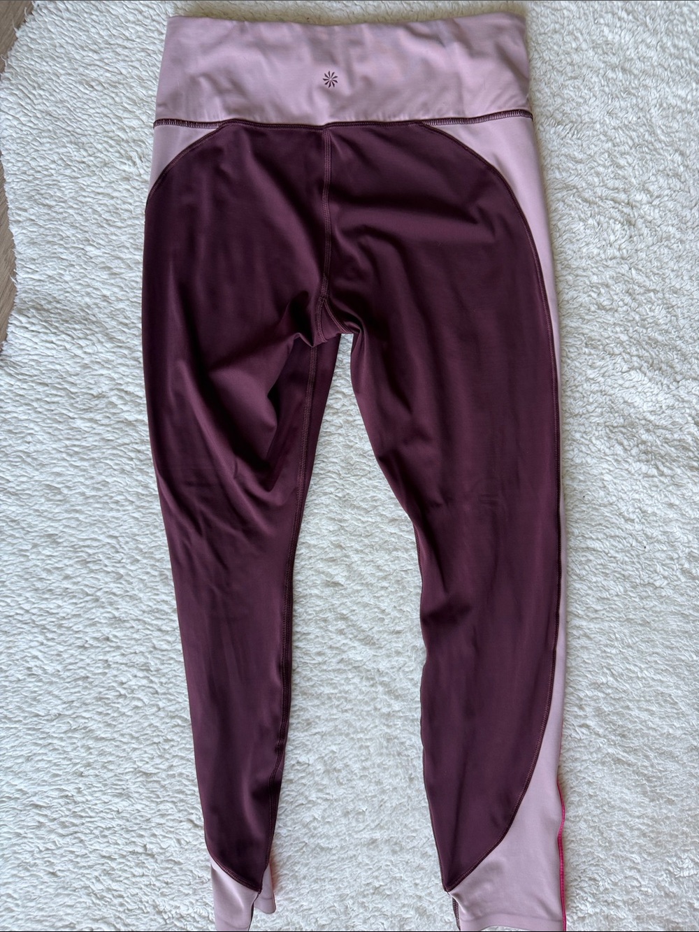 Athleta Maroon with Pink and Light Pink Side Stripes Crunch 7/8 Leggings - Picture 6 of 6